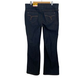 Reitmans Contrast pull on trouser jeans dark blue stretchy denim western size 15